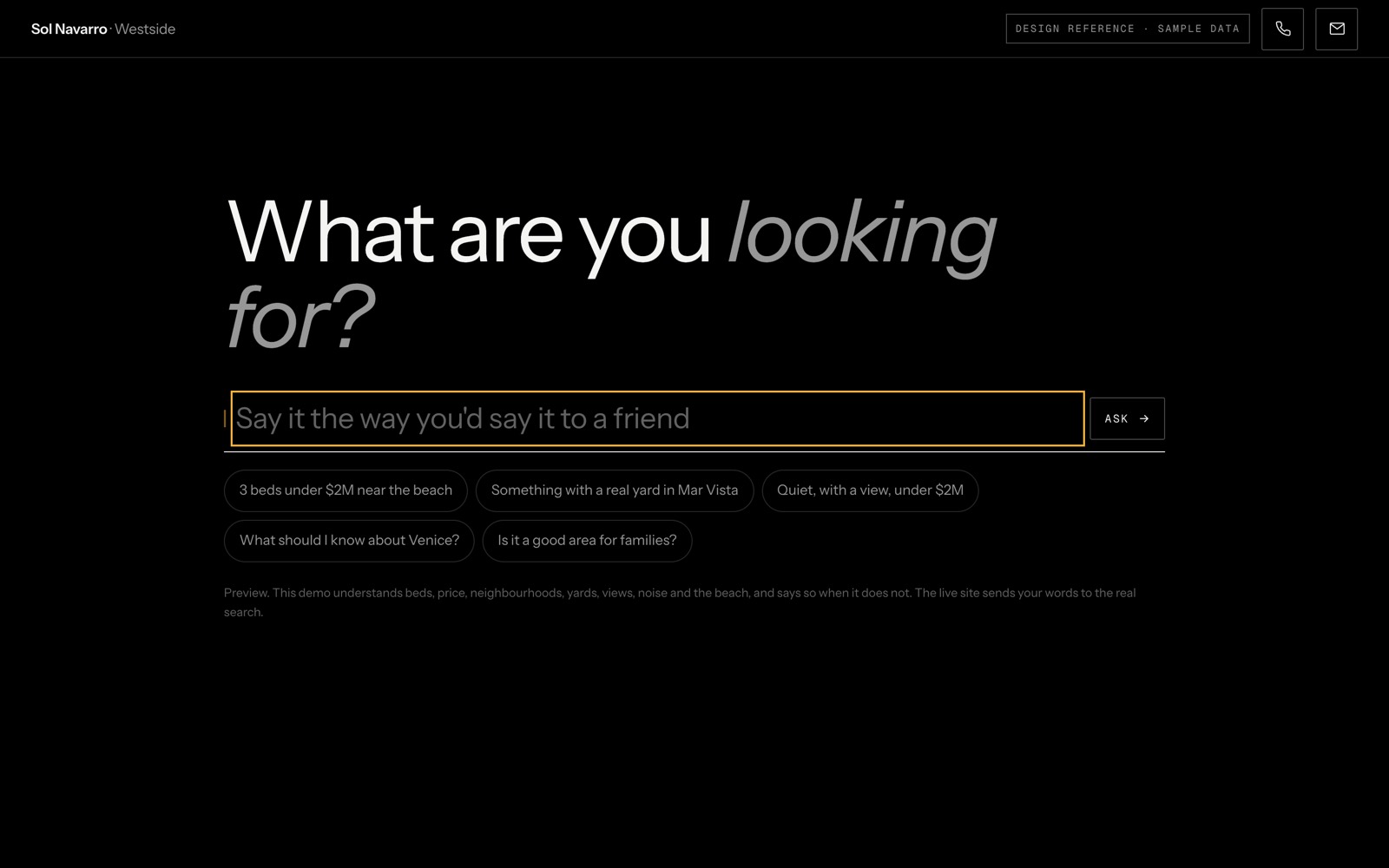 ASK — a one question real estate agent website designed by Newmarket Edge